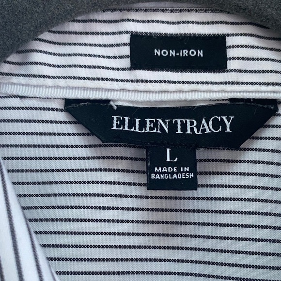 Ellen Tracy Non-Iron Striped Button Down Shirt, Size Large - Picture 2 of 12